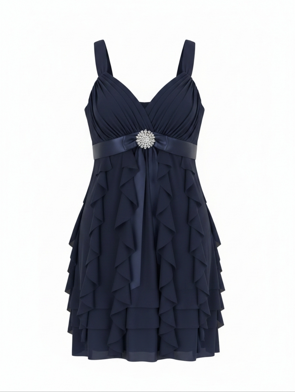 Dress Barn Elegant Navy Maxi Dress with Satin Bow